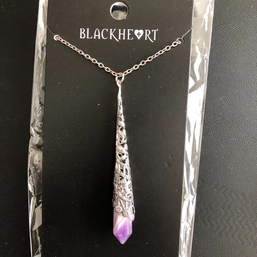Blackheart Purple Crystal Filigree Pendant Necklace